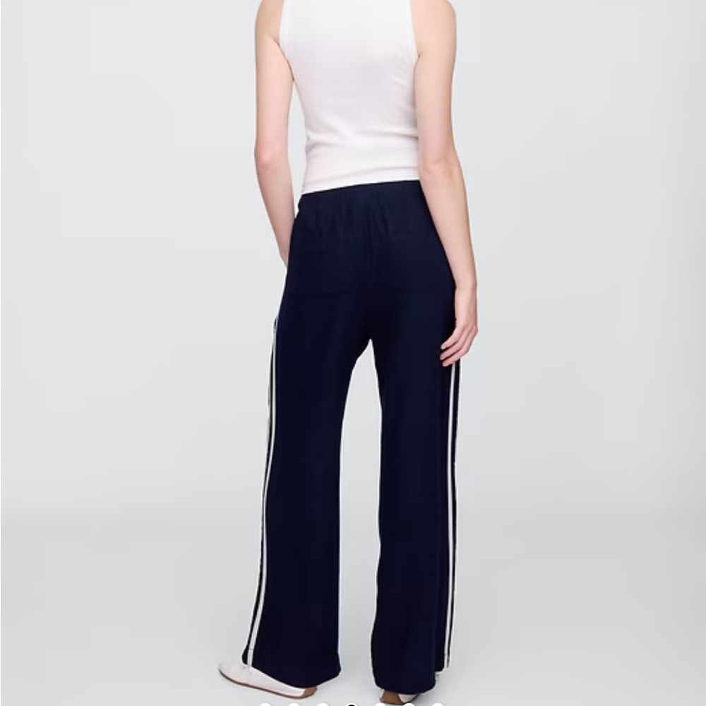 Gap Mid Rise Linen-Blend Wide-Leg Pants Navy XXL NWT - Picture 5 of 11